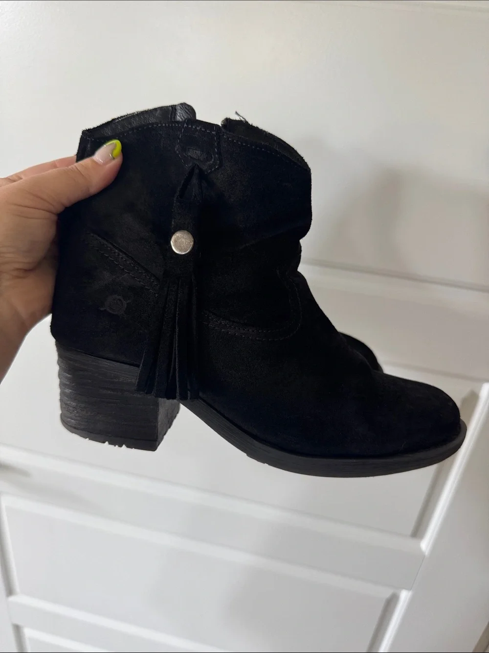 Born Black Suede Tassel Ankle Boots - Women